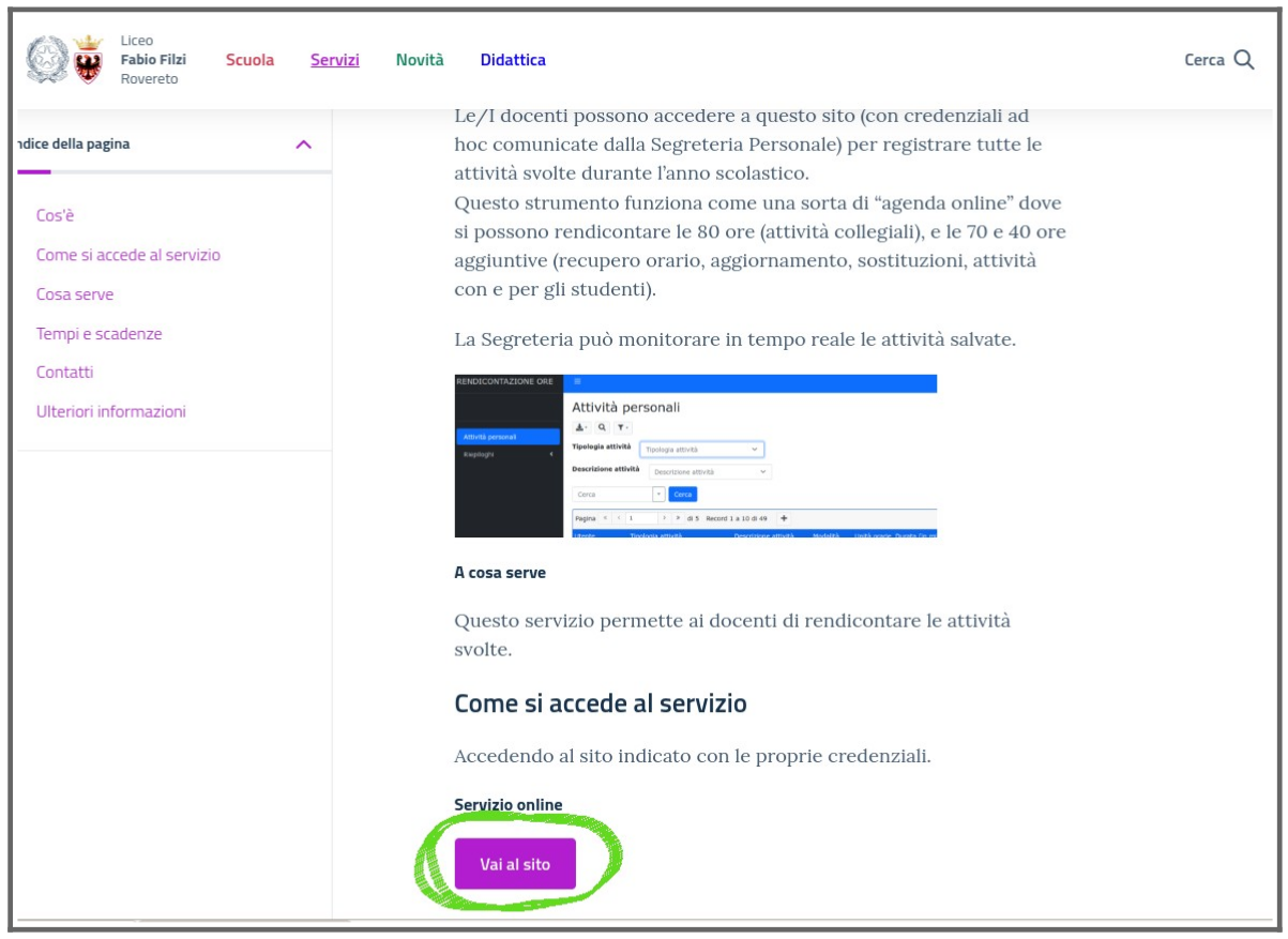 sul sito della scuola