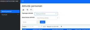 schermata sito rendicontazione ore